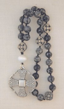 Snowflake Obsidian Prayer Beads